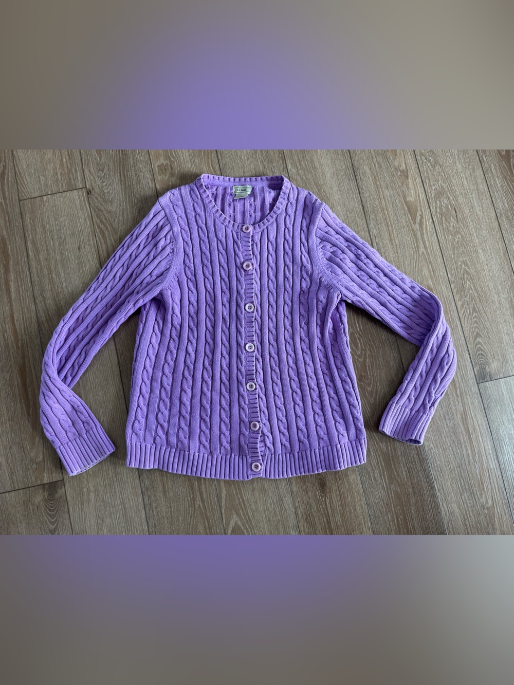 L.L. Bean purple Cardigan 100% Cotton Size M